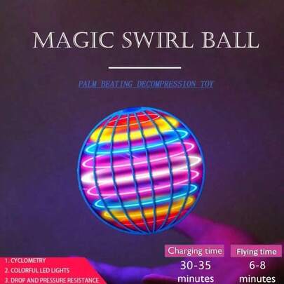 Upgraded LED Light Magic UFO Mini Drone Levitating Ball Toy, Manually Controlled Flying Ball For Indoor/Outdoor Play, Rechargeable Floating Planet Toy To Improve Hand-Eye Coordination, Ideal For Family, Party, Birthday, Christmas And Holiday Gifts