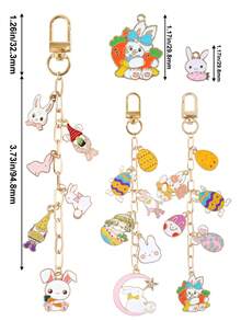 Easter DIY Keychain Making Kit, Includes Easter Eggs Rabbit Carrot Pendants, Keychain Clasp, Extension Chain, Jump Rings And Jewelry Pliers, Creative DIY Bag Charms & Jewelry Craft Kit Supplies, Easter Gifts - DIY Keychain Making Kit - View 3