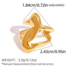 Frminee 3件套/1件极简主义厚宽夸张金色不锈钢戒指套装，可叠戴西式首饰，约会、度假、日常搭配礼物 - 金色 - 查看 10