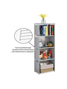 5-Tier Organizer Unit, Simple Assembly, Portable / Bookcases And Storage Furniture, 4-Cube Shelving Unit - Light Grey - View 8