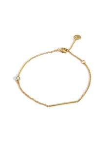 Charm-In 1pc Minimalist Gold-Tone Zirconia Chain Bracelet For Women - Yellow Gold - View 6