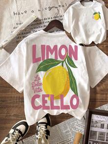 Camiseta gráfica de limón LIMON CELLO, camiseta casual de mujer de cuello redondo y manga corta, sencilla, para vacaciones de verano y playa - Multicolor - Ver 1