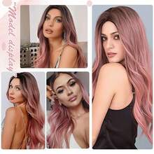 28 Inch (Approx. 70cm) Ombre Pink Wavy Synthetic Wig, Machine Made Fiber Wig For Women - Pink - View 10