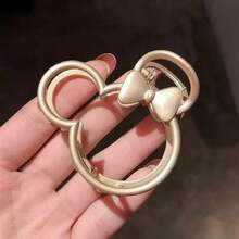 1个复古金属合金发夹，椭圆形镂空蝴蝶结设计，轻盈低敏，可爱风格发饰礼品 - 彩色 - 查看 1