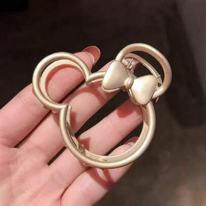 1个复古金属合金发夹，椭圆形镂空蝴蝶结设计，轻盈低敏，可爱风格发饰礼品