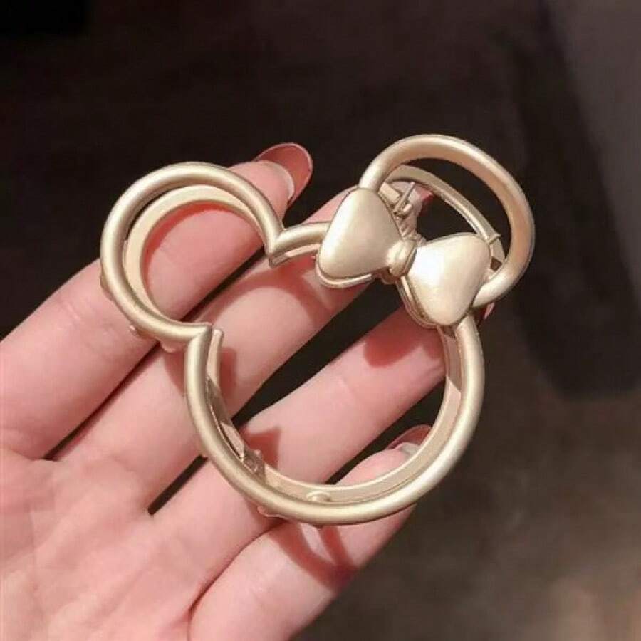 1个复古金属合金发夹，椭圆形镂空蝴蝶结设计，轻盈低敏，可爱风格发饰礼品 - 彩色 - 查看 1