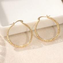 复古镂空铜耳环 - 轻盈优雅的个性化珠宝耳环，搭配波西米亚风格的金色圆环耳环 - 金色 - 查看 5