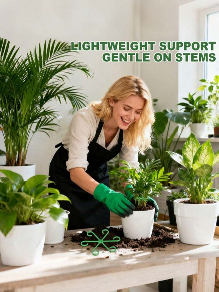 20pcs Plastic Plant Climbing Supports, Suitable For Indoor And Outdoor Planting Of Flowers And Plants, Reusable Plant Support Frames With Grid Hooks, Fit For Home And Outdoor Use (Green) - Plant Stem Gathering Rack - View 2