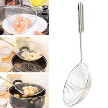 3pcs Stainless Steel Strainer Set - Long Handle Stainless Steel Frying Mesh Skimmer, Kitchen Frying Mesh Skimmer, Oil Strainer Fine Mesh Skimmer For Frying French Fries, Chicken, Kitchen Cooking Tool - Multicolor - View 3