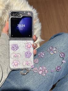 1件手工树脂紫色水晶花朵手链，手机壳兼容三星Galaxy Z Fold 7、Z Fold 6、Z Fold 5、Z Fold 4、Z、Z FE、Z Flip6、Z Flip5智能手机，返校季必备 - 彩色 - 查看 30