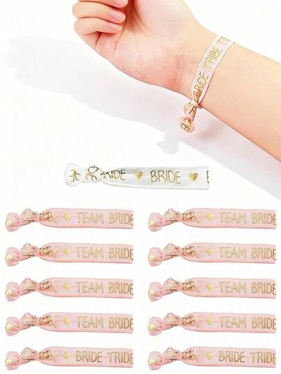 Bridal Elastic Bachelorette Party Bracelet, Suitable For Wedding Party Decor Or Bridal Hair Accessories, Bridesmaids, Bachelorette Party - White And Pink