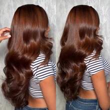 26 Inch Chocolate Brown Lace Front Wig Human Hair 13x4 Transparent Lace Brown Lace Front Wigs #4 Brown Colored Body Wave Lace Front Wigs Human Hair Pre Plucked  HD Lace Frontal Wig - S4 - 查看 6