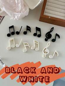 1 Set Black And White Music Theme Note Piano Fridge Magnets, Can Attach Notes And Memos; Classic Black And White Color Scheme With Piano Note Elements, Creative And Stylish, Easily Decorate Your Refrigerator And Enhance Home Decor - Magnetic Sticker - View 3