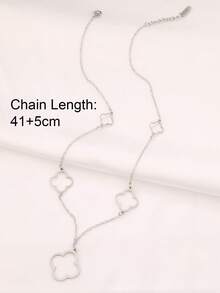 1件装不锈钢四叶草吊坠项链，女士时尚18K镀金优雅幸运草链项链首饰 - 項鍊 - 查看 5