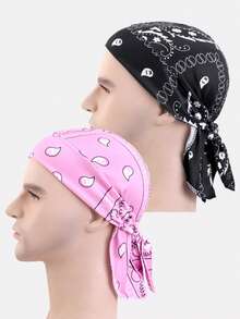 2pcs Men's Elastic Pirate Hat With Cashew Flower Pattern, Transformable Hair Wrap/Headband Suitable For Daily Use,Summer,Beach,Holiday - Multicolor - View 10
