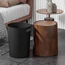 1pc Retro Plastic Trash Can With Lid, Large Capacity Kitchen Garbage Bin, Durable Waste Container For Bedroom Living Room Office Bathroom, Vintage Style Recycling Organizer, Home Storage Solution For Everyday Use - Multicolor - View 2