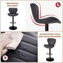 Ensemble de 2 tabourets de bar, chaises de cuisine, tabourets de bar réglables en hauteur, pivotants, bien rembourrés, pour bar, cuisine, salle à manger - Gris - Voir 7