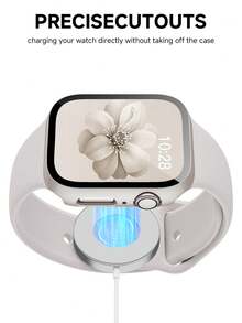 2-In-1 Compatible With Apple Watch Band And Case For Sizes 40mm, 41mm, 42mm, 44mm, 45mm, 46mm, 49mm. Sporty/Casual Style With A Studded Silicone Strap. Features A Shock-Resistant And Scratch-Resistant Hard PC Case With A Tempered Glass Screen Protector. Compatible With Apple Watch Series Ultra/11/10/9/8/7/6/5/4/SE. Suitable For Men And Women. Soft, Comfortable, Easy To Put On, And Tactilely Sensitive. - Beige - View 4