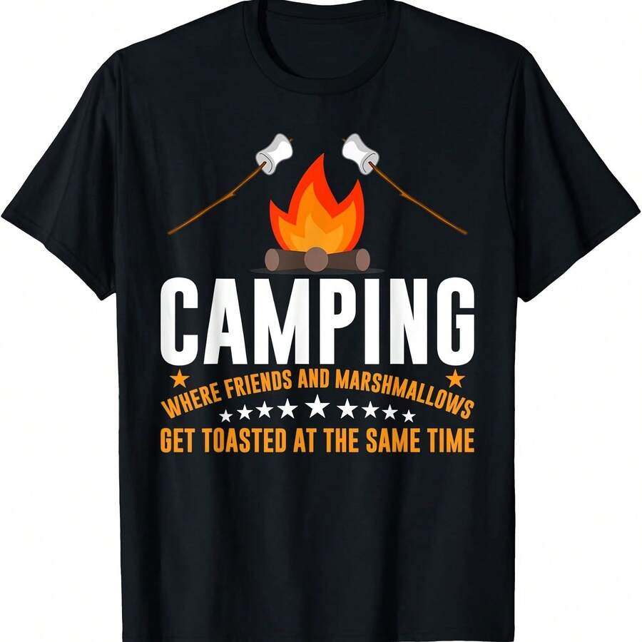 Camiseta "Dónde acampar y malvaviscos" - Negro - Ver 1