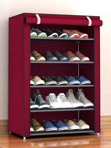 1 pieza Estante para zapatos a prueba de polvo con cubierta, estante de almacenamiento, ahorro de espacio, resistente, elegante, fácil de ensamblar y desarmar, portátil, adecuado para sala de estar, dormitorio, entrada, oficina, hogar, almacenamiento de varios niveles, regalo para días festivos, San Valentín, niños - Multicolor - Ver 25