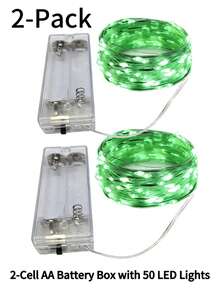2 Sets Fairy String Lights, AA Battery Powered, Low Voltage, Flexible Copper Wire, Create Warm & Romantic Ambiance, Suitable For Wedding, Holiday, Bedroom, Party, Valentine's Day, Bedside, Room, Home, Festival And Event Decoration - Green - View 10