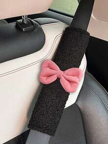 1/2个蝴蝶结毛绒汽车安全带肩垫，柔软舒适的安全带套 - A - 查看 17