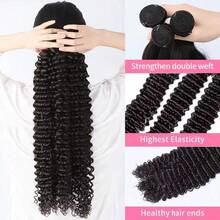 15A Human Hair Deep Wave Bundles 10-32Inch Hair Extension Natural Black Color Human Hair Bundles For Women Bundles Natural Black Straight Human Hair Extensions - SYellow - Xem 5