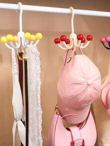 360°旋转圆形珠钩衣架，睡衣挂带，帽子包包收纳架，多功能家居收纳衣架，带6个挂钩 - 彩色 - 查看 6