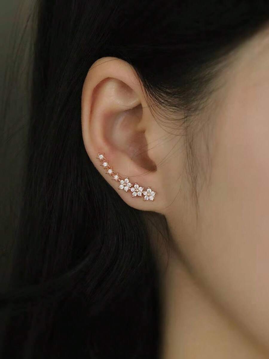 1 Pair Minimalist Fashion Five-Pointed Star Stud Earrings, Delicate Star Earrings, Elegant Party Wear For Women - Rose Gold - View 1