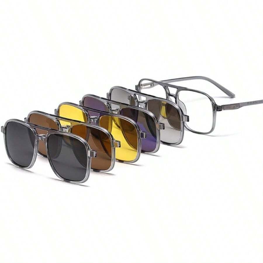 ¡Recomendado5 pares de anteojos de sol magnéticas con clip intercambiables, lentes polarizadas polarizadas, para hombres y mujeres, regalo único, lentes de sol magnéticas a la moda, Juego de anteojos¡Top de Temporada - 1 - Ver 1