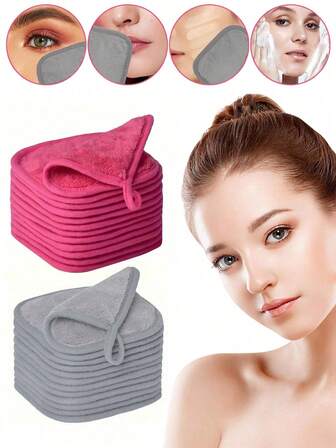 5/1pc Edged Hook Makeup Remover Towel, Cleansing Water Makeup Remover Towel, Soft Slouchy Facial Cleansing Towel