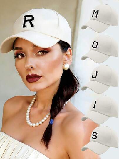 1 pieza Gorra de béisbol bordada con 26 letras de estilo callejero ajustable, sombrero deportivo casual unisex Y2K para uso diario y trayectos