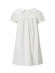 Women's Fairycore Babydoll Blouse Tops, Y2K Short Sleeve Shirt Mini Dress, Cute Solid Color Doll Collar Loose Blouses, Summer Casual Tops For Teen Girls, Streetwear, Aesthetic Clothes - trắng - Xem 11