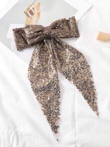 1Pc Sparkling Sequin Ombre Tulle Bow Hair Clips, 3 Styles (Burgundy/Navy/Gold), Party Glitter Hair Accessories, Prom Shining Hairpins - Multicolor - View 9