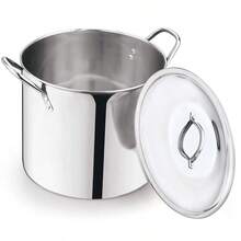 US 8-Qt Stainless Steel Stock Pot With Metal Lid - Ultra Durable, Stay-Cool Handles, American Family Cooking Essential - Single - 查看 5