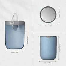 Mini Desk Trash Can With Swing-Top Lid 0.4 Gallon Small Table Round Wastebasket For Office, Home, Car (Blue) - Blue15Liters - View 7