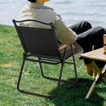 Outdoor Folding Camping Chair Portable Large Lawn Oxford Solid Wood Aluminum Alloy Chair Detachable Blackout Camping Chair - 黑與白 - 查看 4
