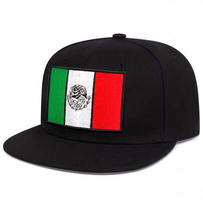 1pc Men's Mexico Flag Snapback Hat, Embroidered Baseball Cap, Street Hip Hop Fashion Casual Hat For Spring, Autumn, Travel, Beach