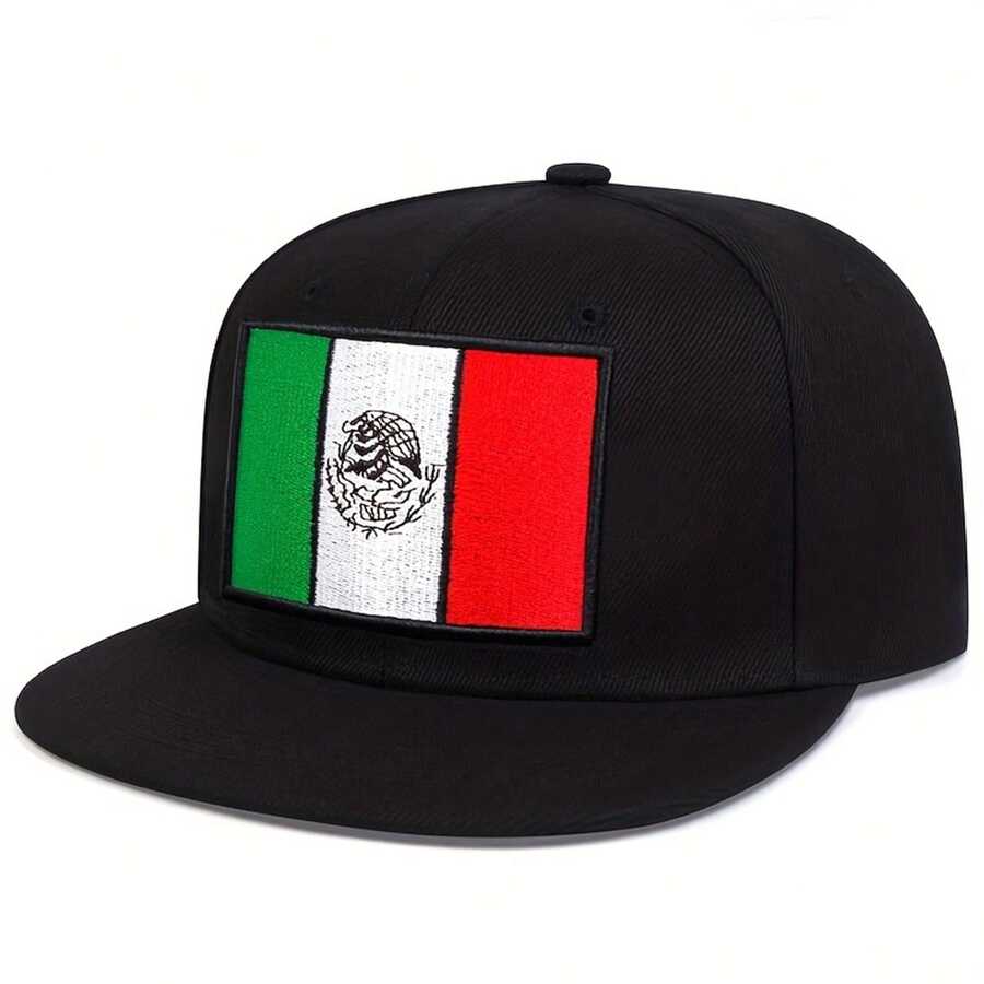1pc Men's Mexico Flag Snapback Hat, Embroidered Baseball Cap, Street Hip Hop Fashion Casual Hat For Spring, Autumn, Travel, Beach - Hip Hop Hat - View 1