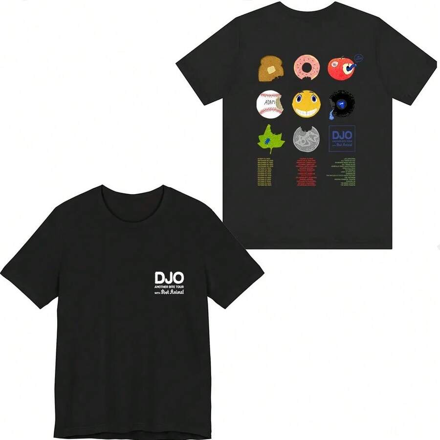 2026 Djo Merch Another Bite Tour T-Shirt Fashion Unisex Men Women Short Sleeve Casual Tee - 黑色 - 查看 1