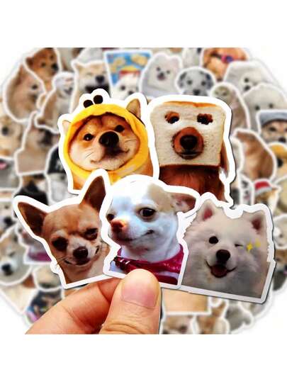 10/50/100pcs Cute Cartoon Dog Stickers, Fun Decorative Stickers Suitable For Toys, Stationery, Guitar, Phone, Bicycle, Luggage, Car, Graffiti, Children