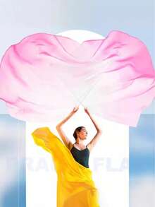 1面渐变色敬拜旗，带旗杆，适用于先知赞美舞、肚皮舞服装、表演道具，搭配亮片裙摆纱丽风格，适用于节日、派对、夜店、海滩、波西米亚复古装饰 - 彩色 - 查看 7