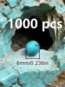 30/1000颗天然石珠，4-10毫米圆形绿松石宝石，散珠配弹力绳，可用于DIY手链和项链。 - 藍色 - 查看 38