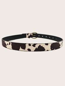 1条复古西部风格仿麂皮黑白奶牛纹女士腰带，古铜色皮带扣，牛仔腰带，竞技腰带，时尚百搭，适合搭配外套、毛衣，可用于派对、休闲、通勤、街头、返校季等场合，大码女式腰带，夏季必备 - 乳牛紋 - 查看 4