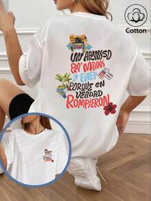 2026 Women's Spring/Summer New Arrivals: Spring/Summer T-shirts, Girls' T-shirts, White Tops, Spring/Summer Women's Clothing, Printed T-shirts, Printed Tops, Cotton Tops, High-Quality T-shirts, Blue T-shirts, Retrole, let, Retroy, Blue T-shirts, Retroy, Millennial Style, Y2K, Punk Style, Distressed Style, Minimalist Style, Simple Style, Casual Style, Everyday Style, Vacation Style, Printed with Fun Patterns - 白色 - 查看 5