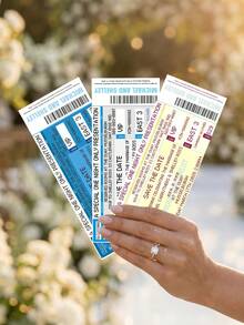 1pc Personalized Concert Ticket Wedding Invitation ,Customize Text,Custom Venue Card,Save The Date Ticket,Unique Wedding Invitation - Multicolor - View 5