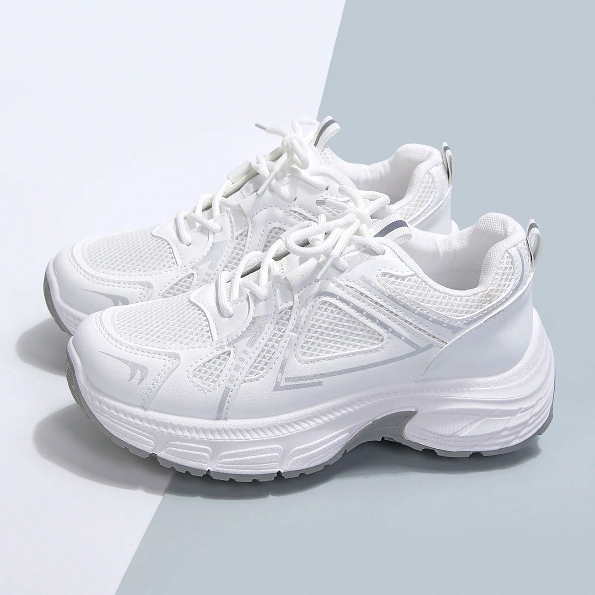 Zapatillas deportivas con suela gruesa y transpirable de malla para mujer, zapatos deportivos cómodos y casuales para todas las estaciones