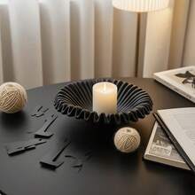 Bandeja de resina de estilo bohemio de 19 cm, con bordes fruncidos - Bandeja decorativa blanca, adecuada para la sala de estar, el tocador o la mesa del comedor, diseño rectangular, para decoración del hogar, servir alimentos, accesorios de tocador, estilo minimalista, superficie lisa - Multicolor - Ver 5