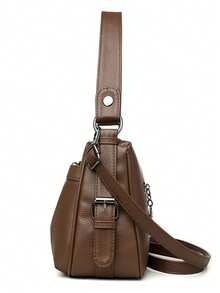 LANYIBAIGE 休闲女士手提包，柔软PU皮革单肩斜挎包，2026新款时尚女士斜挎包 - 棕色 - 查看 6