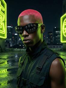 1 Pair Cyberpunk Style Rivet Fashion Glasses, Unique Fashion Party Costume Fashion Glasses, Suitable For Cyberpunk Party, Bar, Photo Shoot - Multicolor - View 1